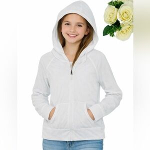 Girls Full Zip Lightweight Hoodie Jacket Size XL 14 Top White Gracie By Soybu
